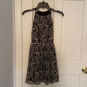Black & white embroidered A-line dress